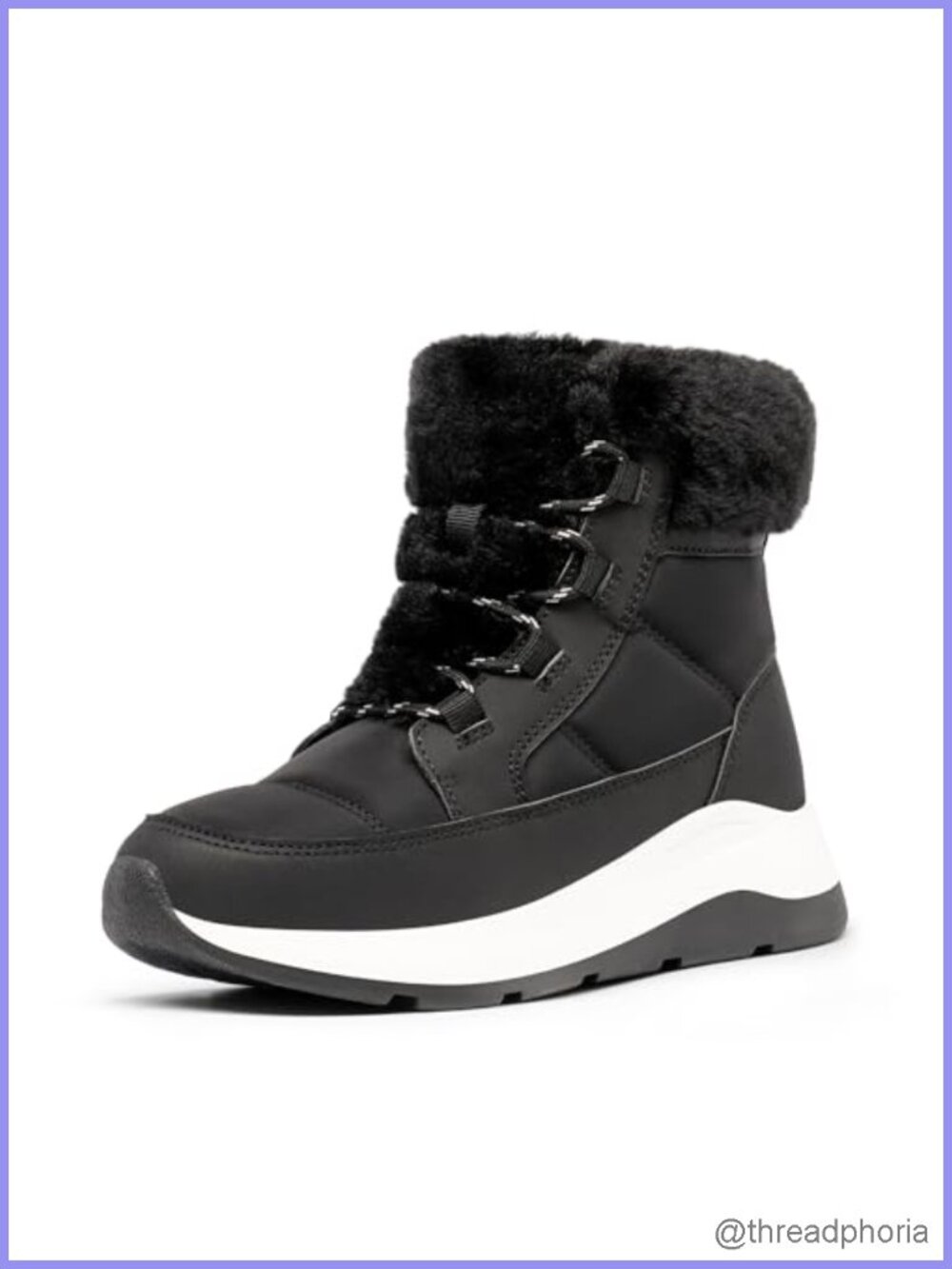 Womens Faux Fur Lined Winter Snow Boots Lace Up Water Resistant Boots